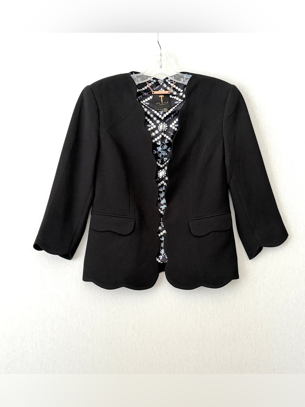 Ted Baker Rubeye Scallop Edge Blazer Jacket in Black